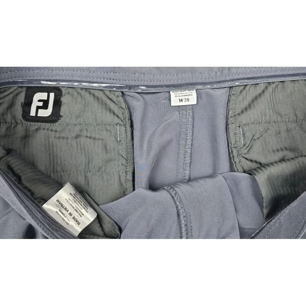 Footjoy FJ Golf Shorts Mens 38. Grey‎ Flat Front Polyester Blend Chino Casual.